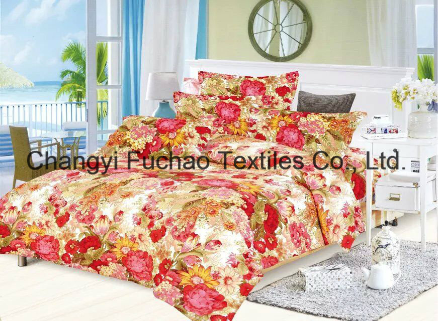 Reactive Printing Comfortable Poly-Cotton Bedding Set