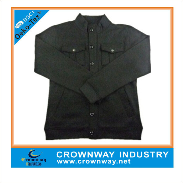 Mens Plain Soild Color Fleece Sweatshirt with Buttoned Placket