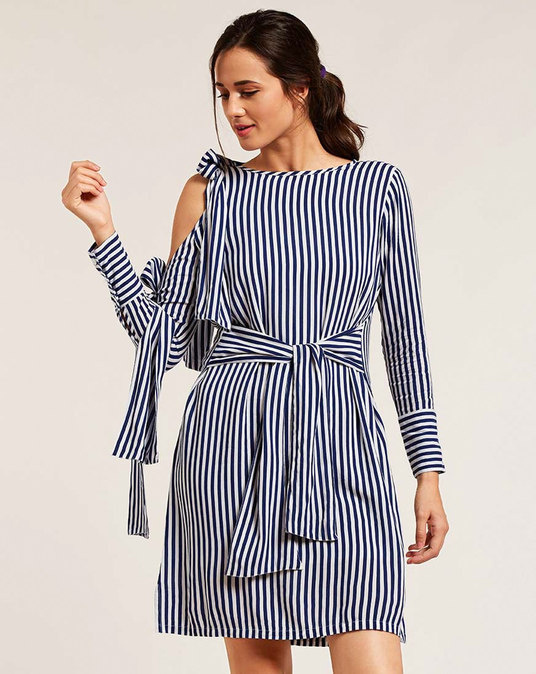 Striped Knots Mini Shift Dresses with Your Own Designs