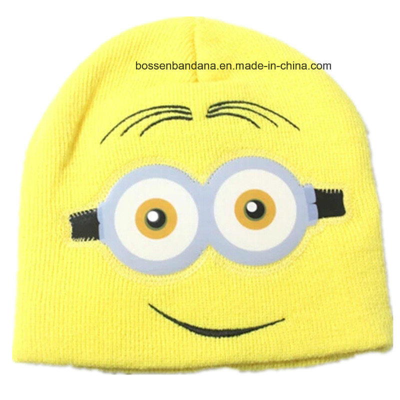 Factory Produce Customized Kids Yellow Acrylic Knit Cuff Winter Hat