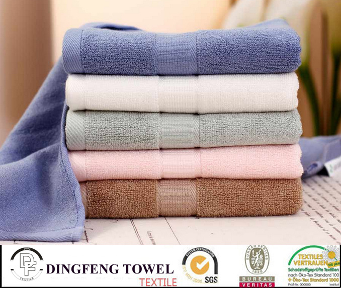 Nature Organic Solid Color Satin Boarder Bamboo Bath Towel