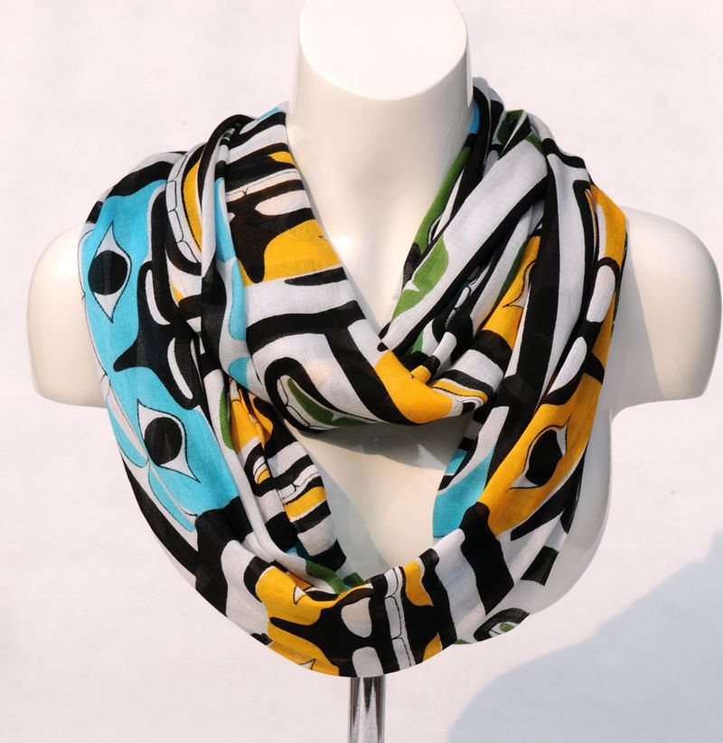 Women's Bamboo Printing Spring Autumn Summer Woven Beach Cover Shawl Scarf Loop Snood (SW124)