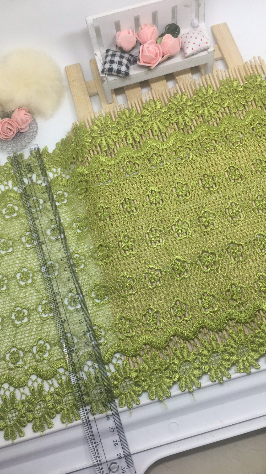 New Design Factory Stock Wholesale 25.5cm Width Embroidery Polyester Trimming Fancy Nylon Lace for Garments Accessory & Home Textiles & Curtains