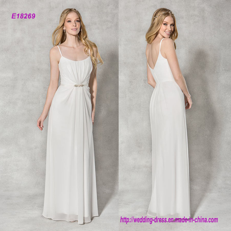 Simple and Elegant Chiffon Spaghetti Evening Dress