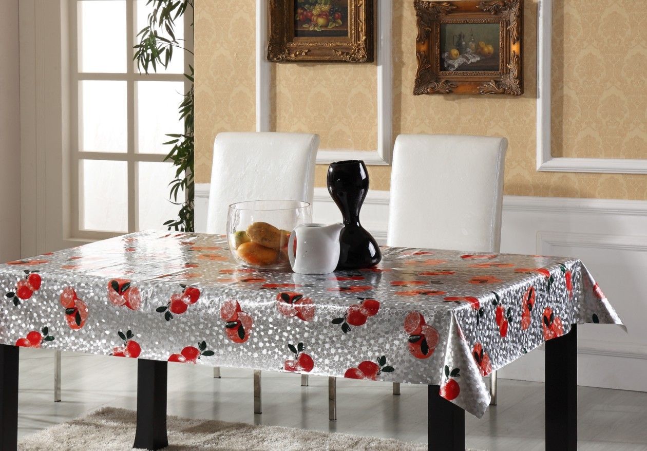 Silver Embossed PVC Printed Tablecloth All Design