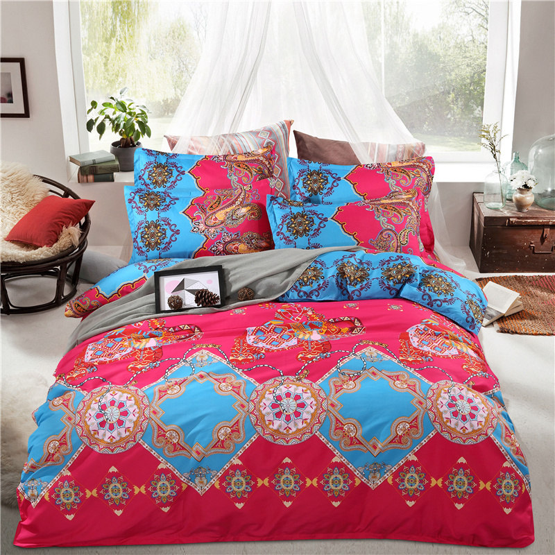 Cheap Reactive Print Bohemian Mandala Style Polyester Duvet Cover Set