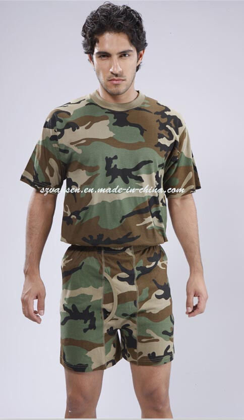 Military Men's Underwear Set in Woodland Camouflage