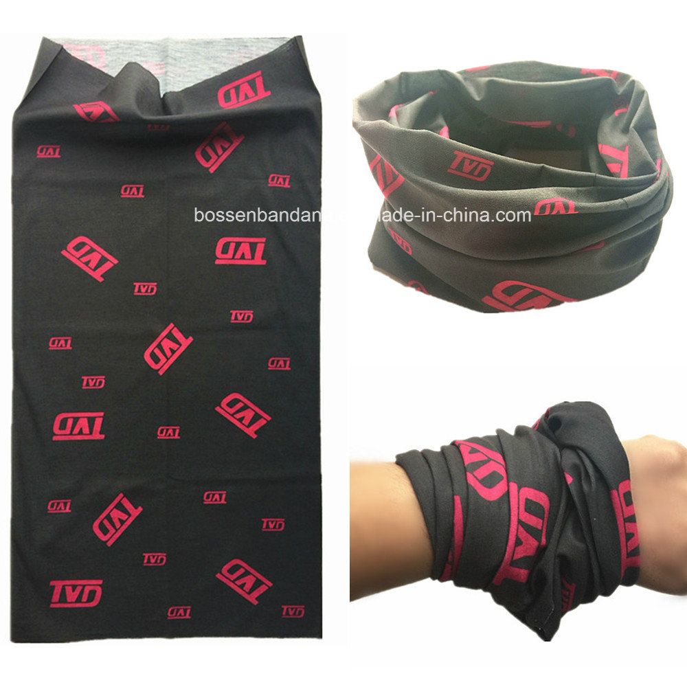 Custom Made Customized Logo Printed Microfiber Multifunctional Seamless Outdoor Black Magic Scarf