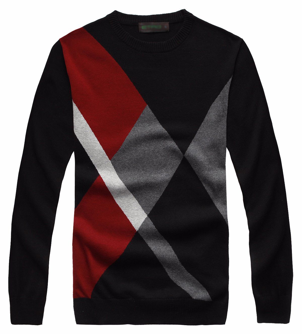 Men's Cotton Round Neck Sweater with Lattice Pattern (712)