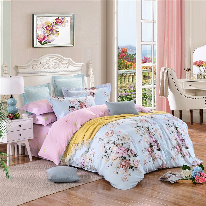 3 Pieces and 4 Pieces Printed Cotton Bedding Set