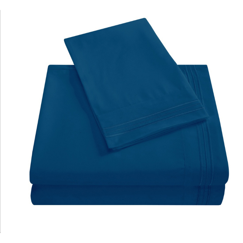 Brushed Microfiber Printed Solid 4 Pieces Bedding Bedsheet Set