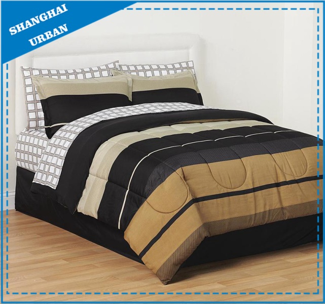 5 Piece Brown Black Shade Polyester Comforter Set