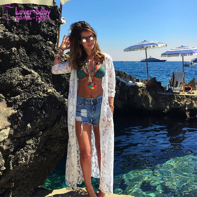 Womens Sexy Lace Front Pocket Summer Beach Cover up