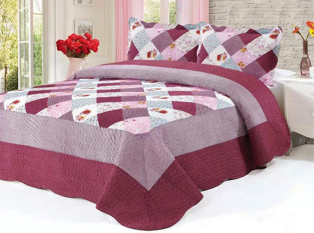 Customized Prewashed Durable Comfy Bedding Quilted 1-Piece Bedspread Coverlet Set for 46