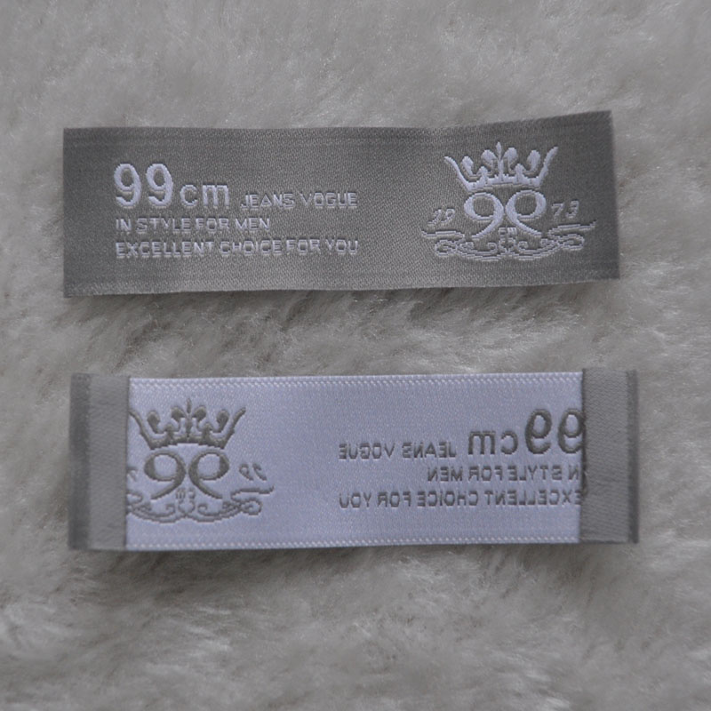 Grey Background Folding Woven Fabric Label for Blouse or Shirts
