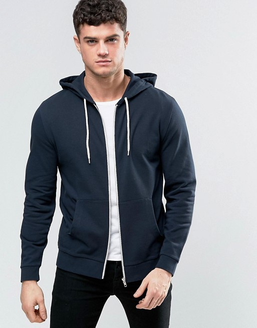 Custom Men's Zip up Hoodie with Pocket in Navy
