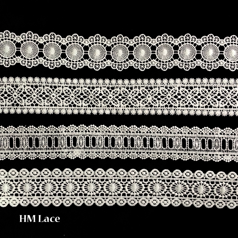 Hollow Water Soluble Lace Neckline Applique Trim with Rose and Sakura Design 	L143