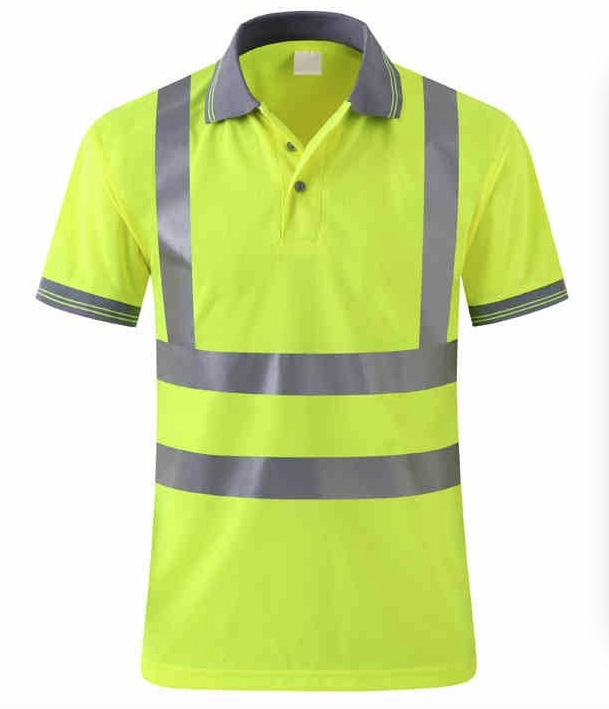 Custom Reflective Striped High Visibility Workwear Traffic safety Polo Shirt