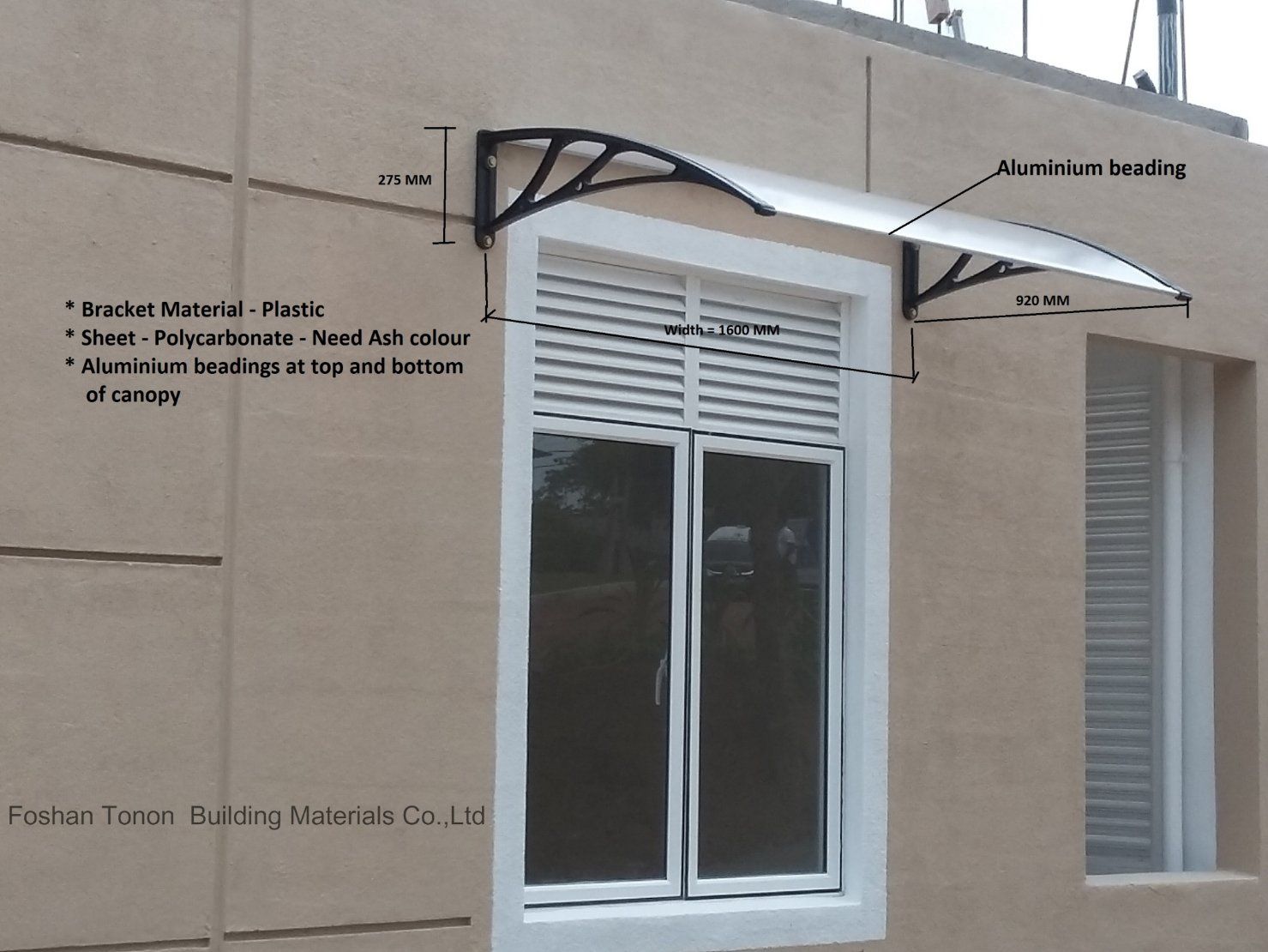 Building Materials Carport Shelter Fixed Polycarbonate Awning