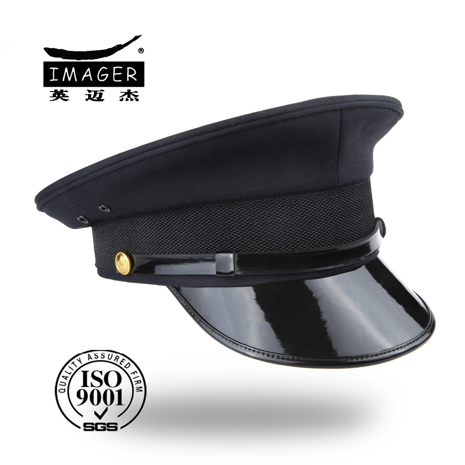 Customized Plain Style Black Navy Corps Hat with Black Strap
