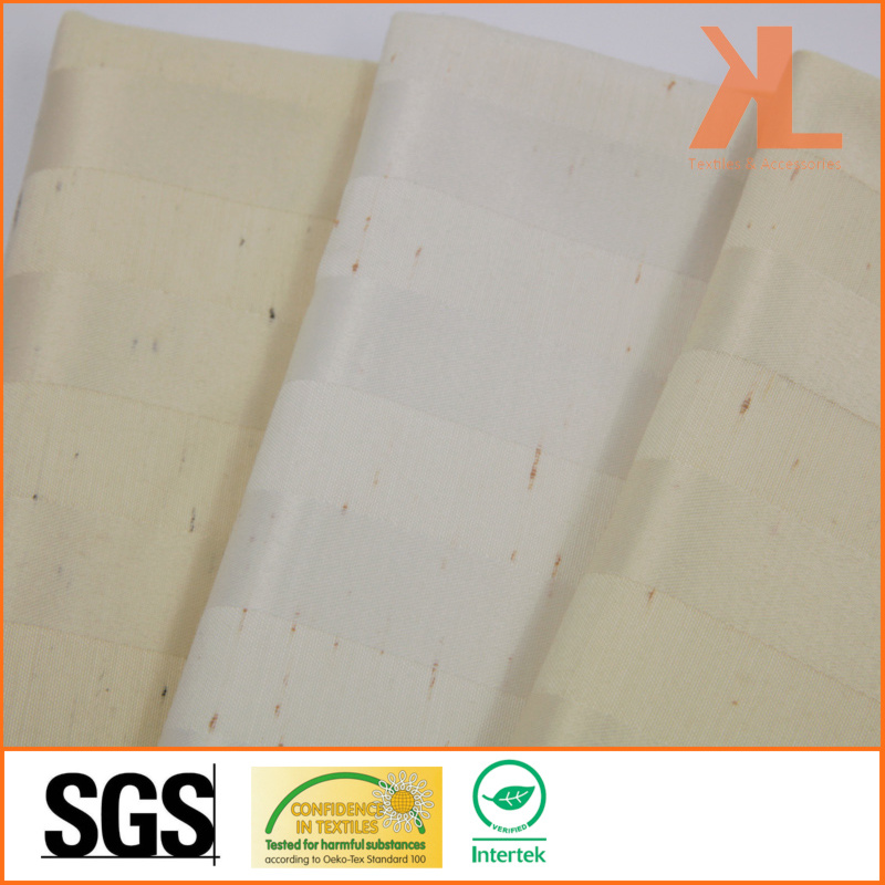 Polyester Home Textile Inherently Flame Retardant Fireproof Cream Striped Curtain