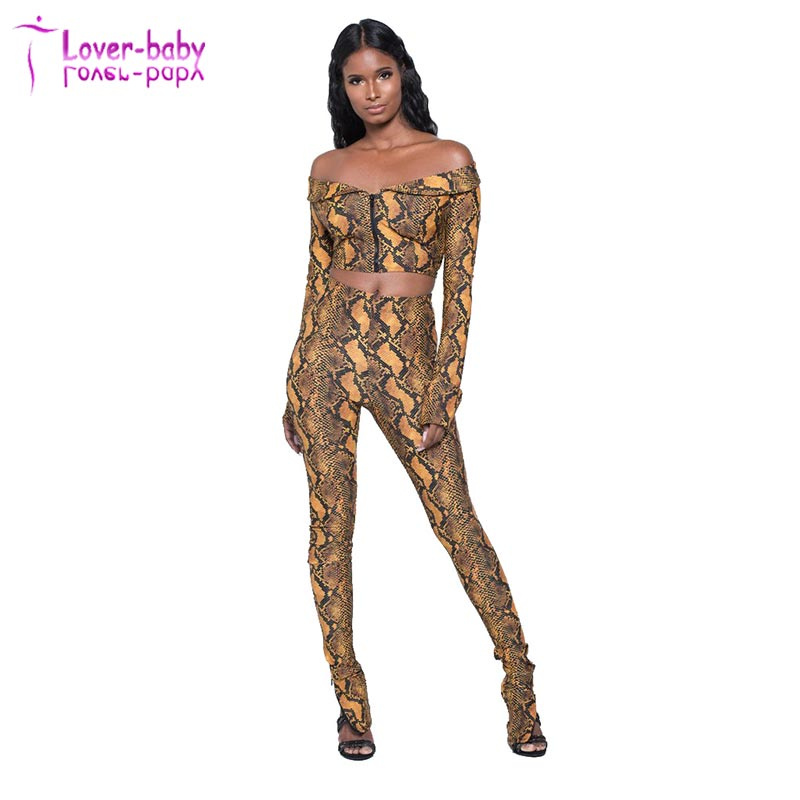 Fashion Rattlesnake Crop Top and Pant Set