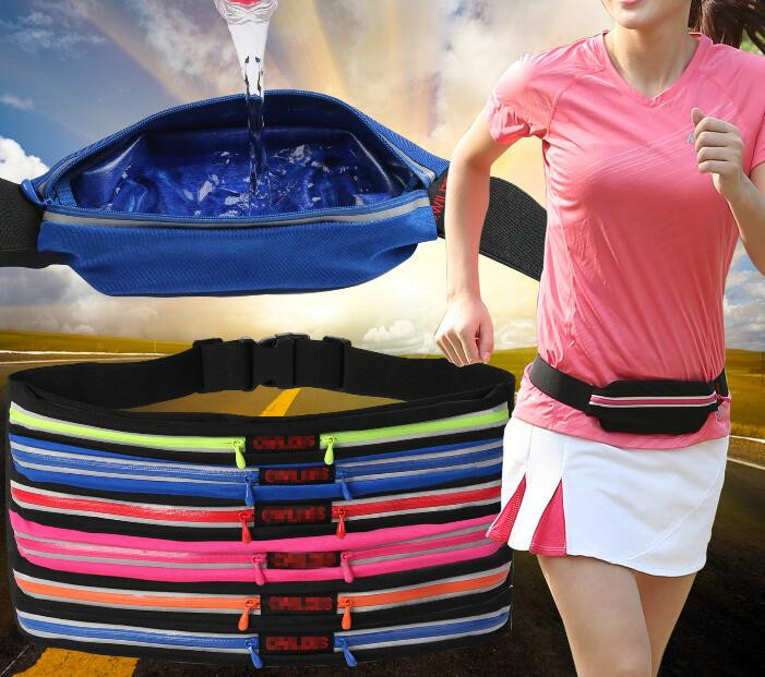 Branded Slim Waterproof Mobile Waist 2 Pockets Bag