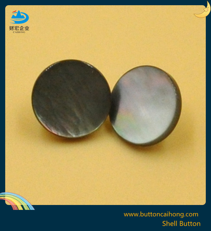 Nature Black Mother of Pearl Shell Button with Assembled Metal