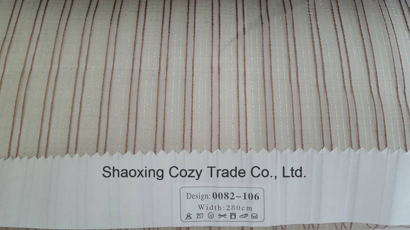 New Popular Project Stripe Organza Voile Sheer Curtain Fabric 0082106