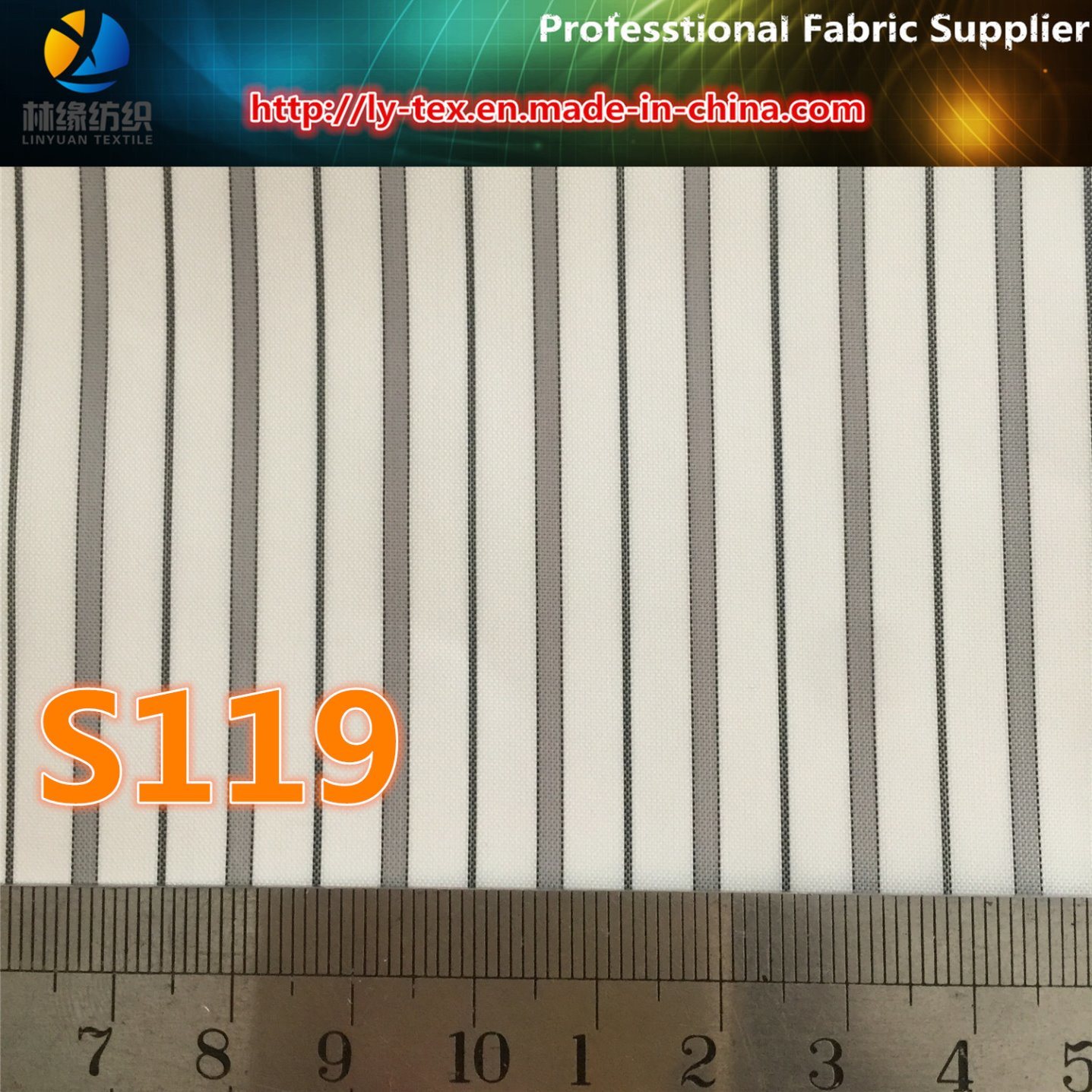 Grey Lines, White Ground Men Suit Sleeve Lining Textile Fabric (S119.127)
