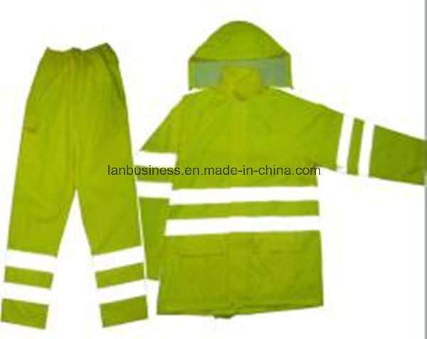 Yellow Rainwear Jacket and Pant with Reflective Tape