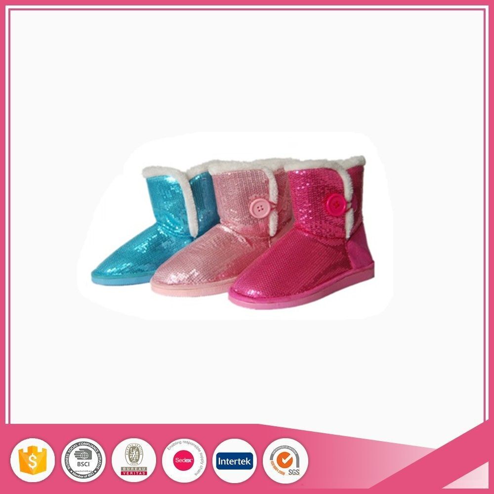 Sequin Fabric Indoor Boots Shoes Slipper with EVA Sole