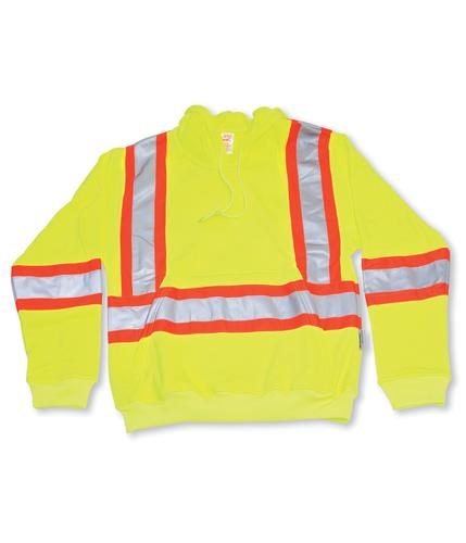 Lime Green 100% Polyester Hoodie with Reflective Tape