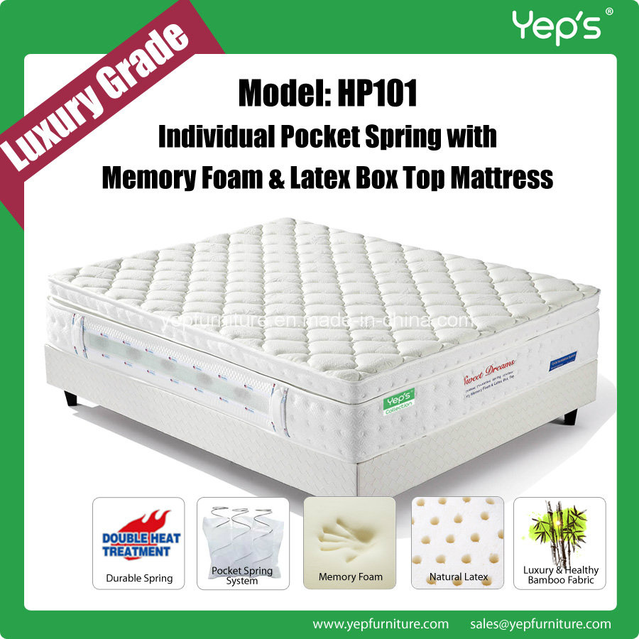 Memory Foam and Latex Box Top Spring Mattress for Star Hotels (HP101)