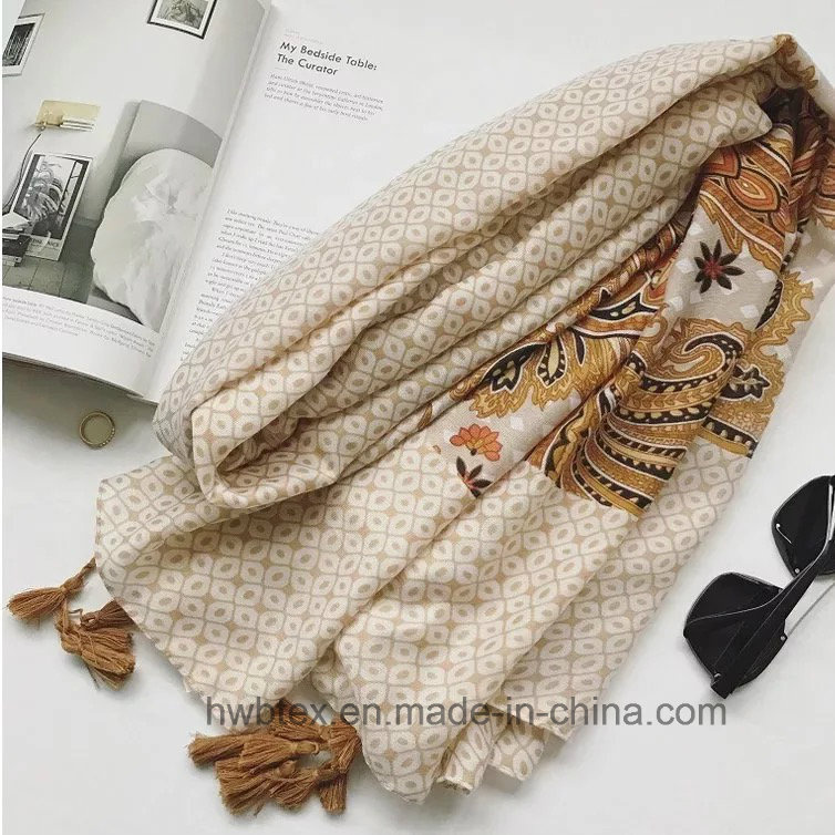 Spring & Summer Printed Polyeser Women's Long Scarf (HWBPS37)