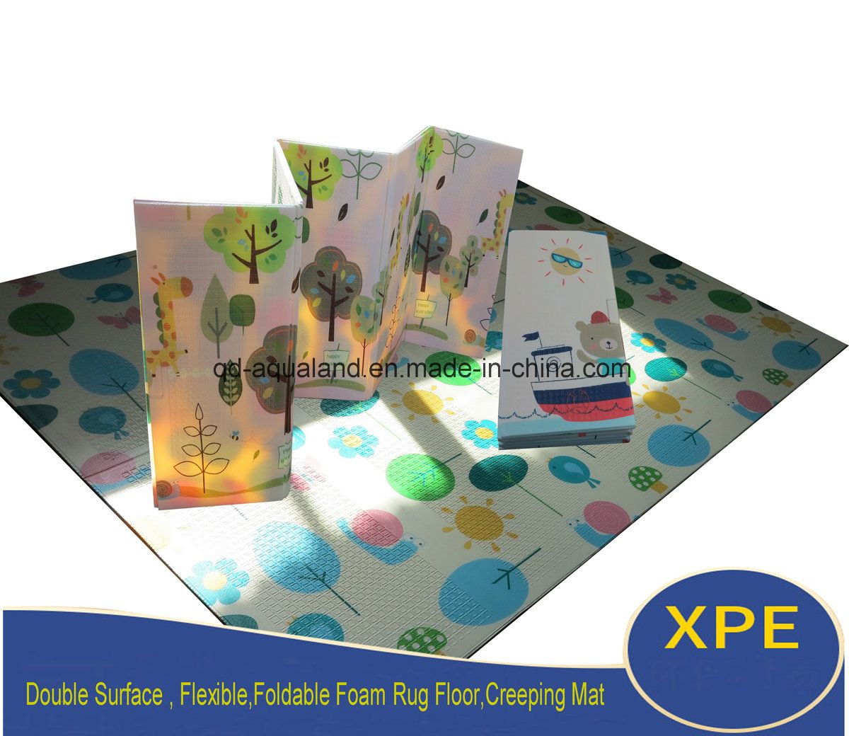 Aqualand XPE Double Face Foldable/Floor/Foam/Play/Playing/Creeping/Crawling/Gym/Yoga/Camping/Blanket/Carpet/Mat