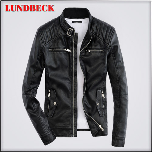 Black Winter PU Jacket for Men in Wind-Proof