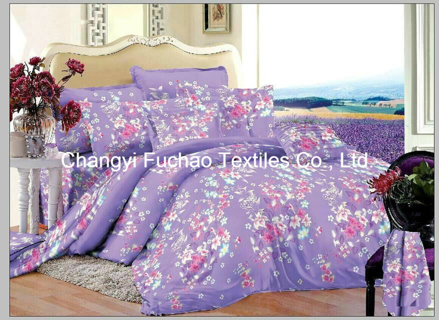 Twin Size Printed Polyester Quilt Cover Faric for Bedding Set