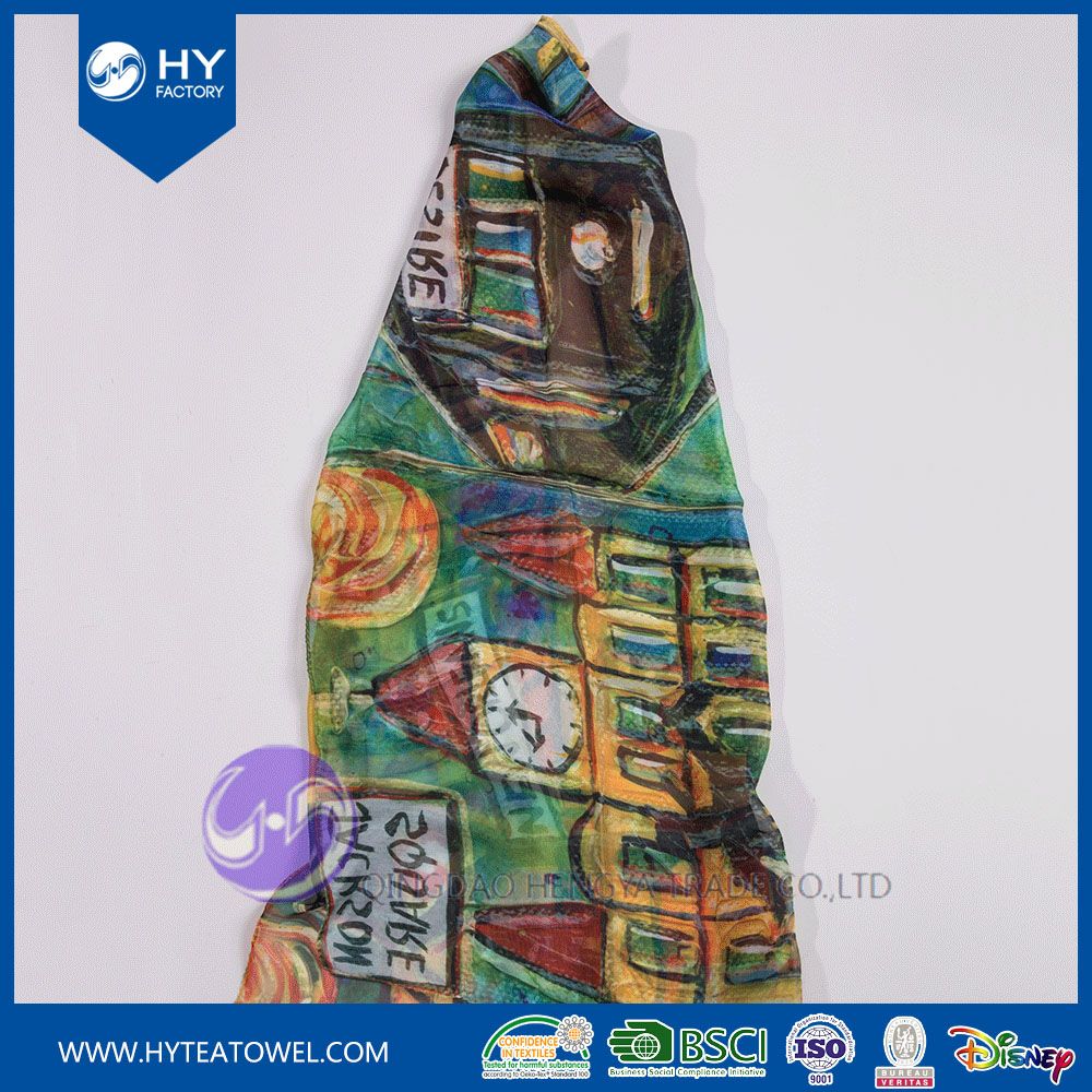 Digital Print Custom Design Lady Silk Scarf