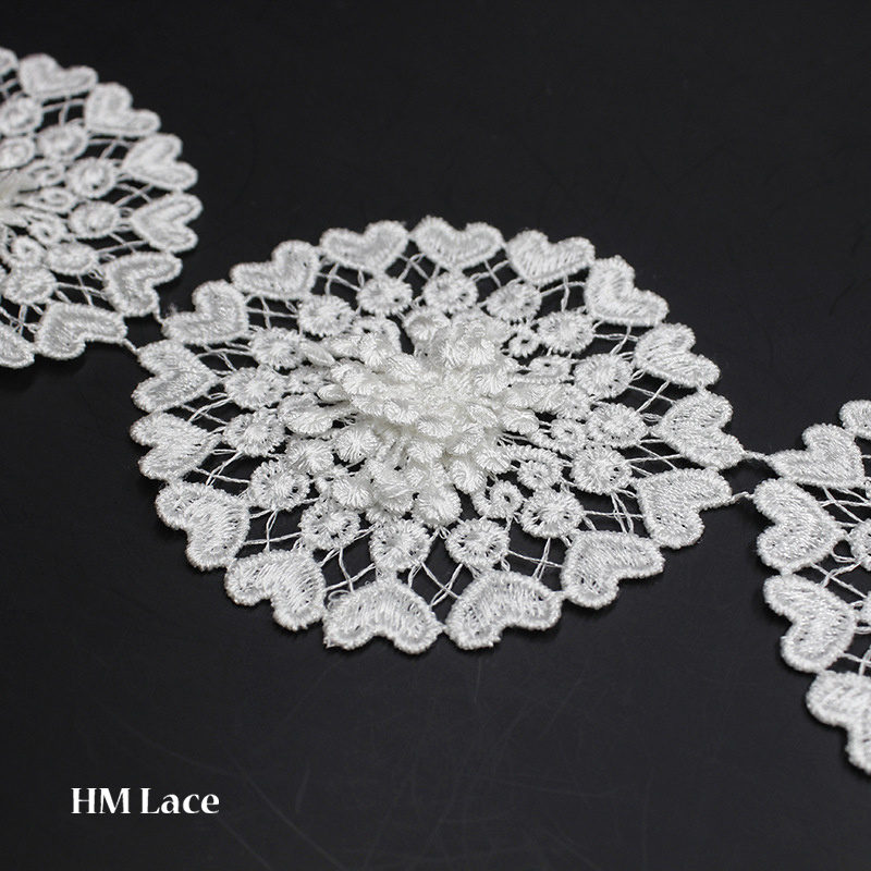 9.5cm Wide Polyester Lace Flower Patch Trimming Lace for Garment Accessories