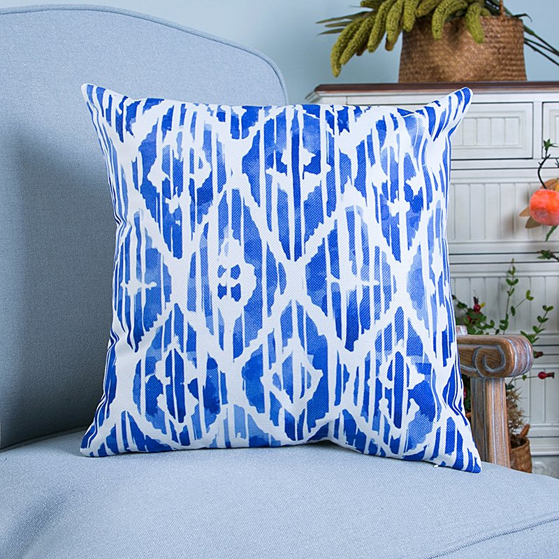 Digital Print Decorative Cushion/Pillow with Ikat Geometric Pattern (MX-24D)
