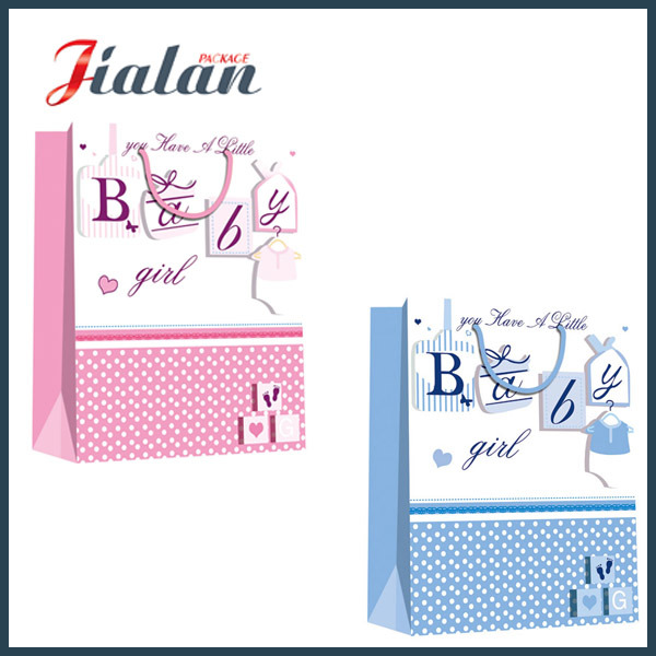 Wholesales Cute Design Customize Logo Printed Baby Packaging Paper Bags