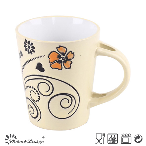 11oz Flower Design Stoneware Ceramic BSCI Certifacture