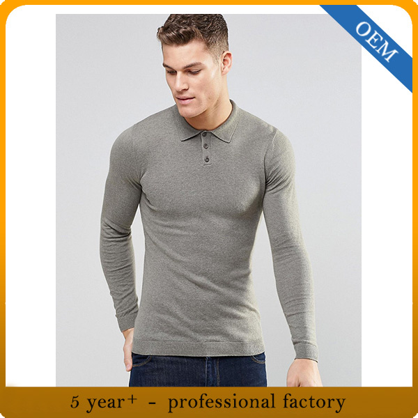 Custom Men's Long Sleeve Grey Polo Shirts