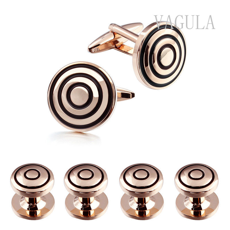 VAGULA New Men Jewelry Gold Plated Tuxedo Button Collar Studs Cufflinks S305