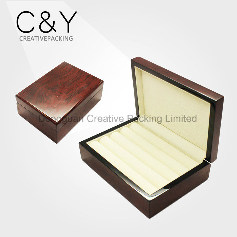 High Quality Wooden Cufflink Box with Wood Grain