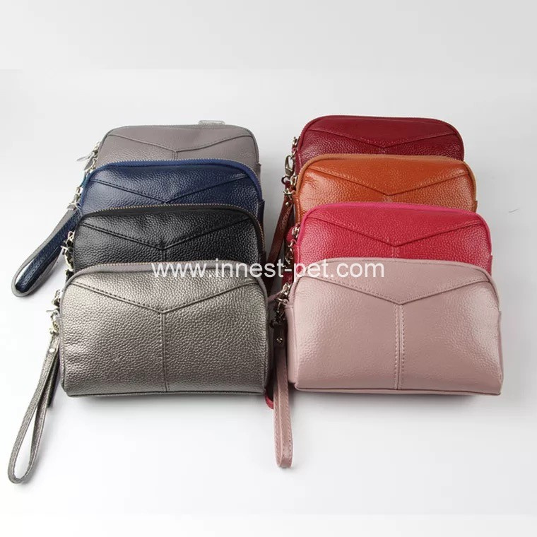 High Quality Leather Ladies Purse Multi Function Zipper Money Bag