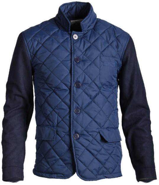 Men Fitting Fashion Padding Woolen Polyester Leather Jacket