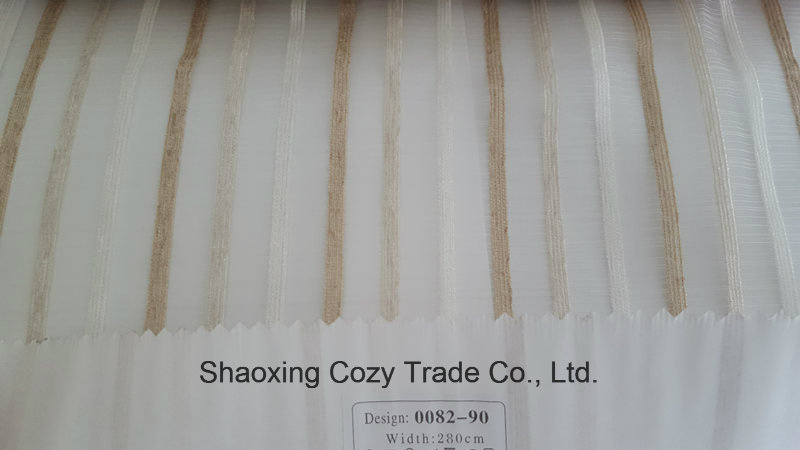 New Popular Project Stripe Organza Voile Sheer Curtain Fabric 008290
