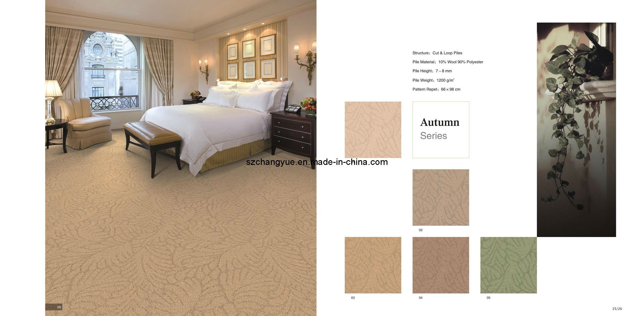Machine Made Tufted Cut & Loop Wool Wall to Wall Carpet